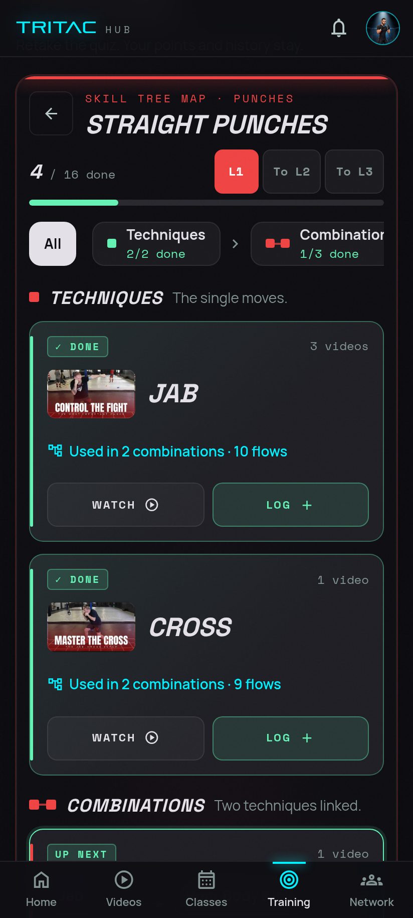 A skill card with what to drill and video